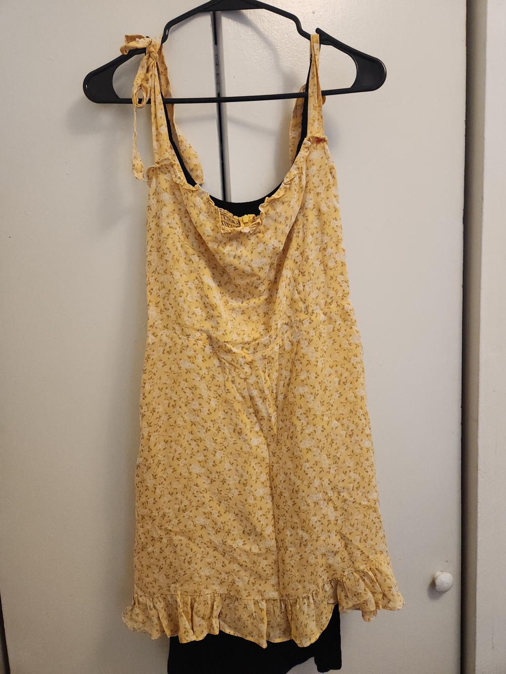 Reformation Yellow Floral Tie-Shoulder Mini Dress
